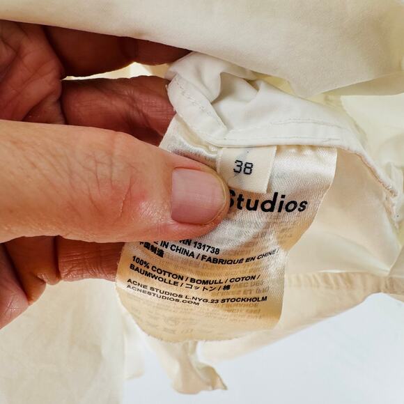 Acne Studios Lash Poplin Oversized Button Down Shirt White Size 38 - Picture 8 of 9